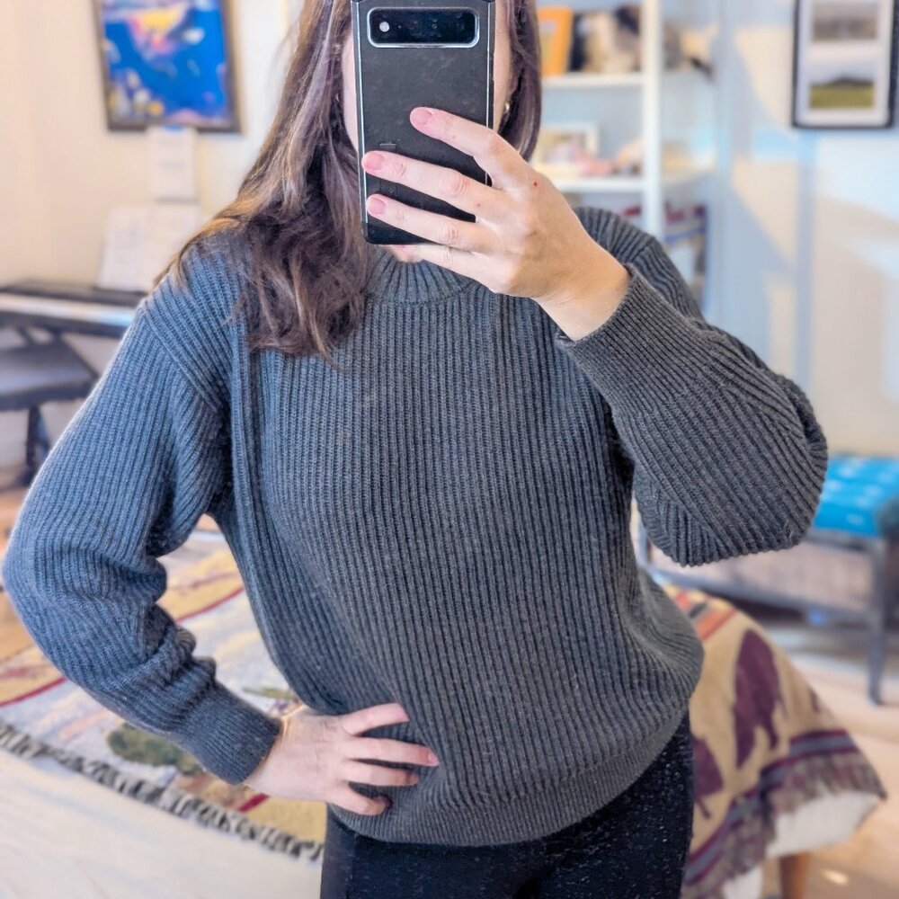 EVERLANE Cotton Fisherman Sweater - Grey - Small - FW/25
